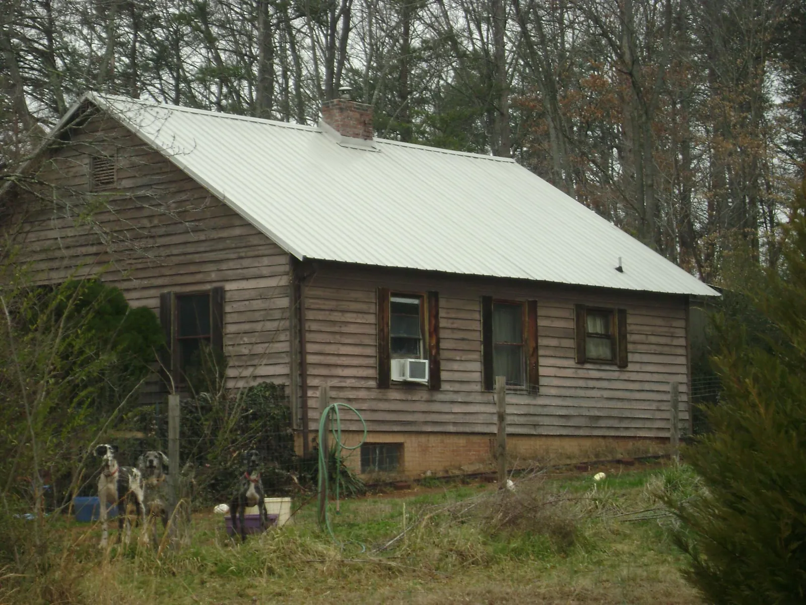 White metal roof on an old wood sided farmhouse, from a Asphalt Shingle Roof Repair job in Andalusia